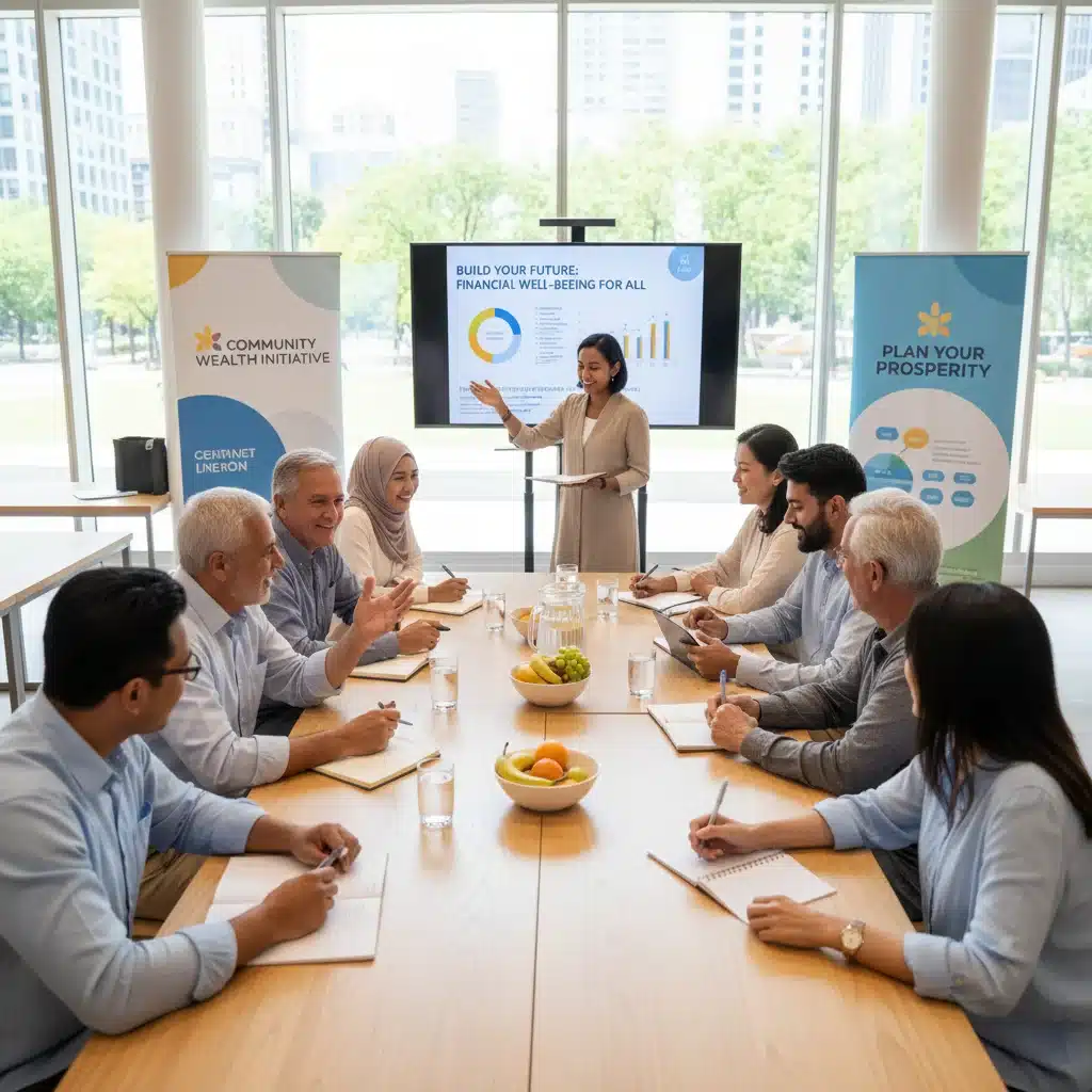 Grupo de personas aprendiendo sobre educación financiera en taller