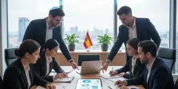 Equipo de trabajo analizando documentos sobre nuevas regulaciones laborales en España 2026.