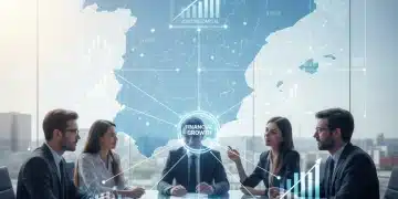 Profesionales de negocios discutiendo estrategias de financiación alternativa para el crecimiento empresarial en España.